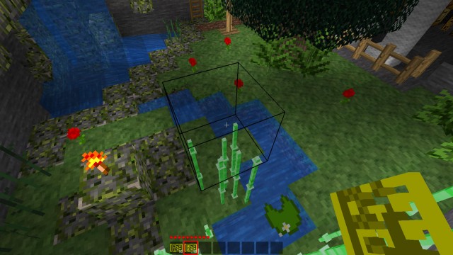 Screenshot pokazujący Plant Trimmera w formie niewidzialnej kostki | Minetest - Mod Plant Trimmer