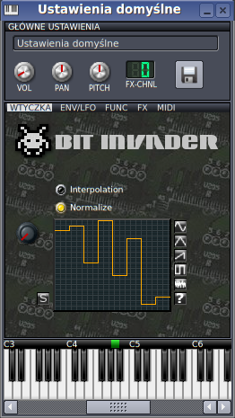 Plugin Bit Invader z samodzielnie narysowanym kształtem fali